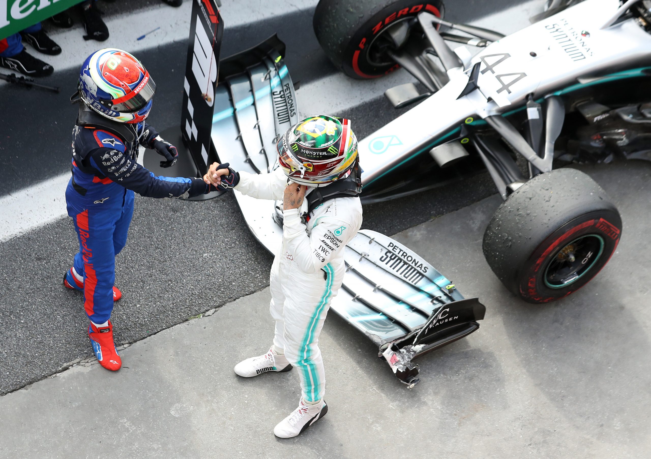 Pierre Gasly et Lewis Hamilton