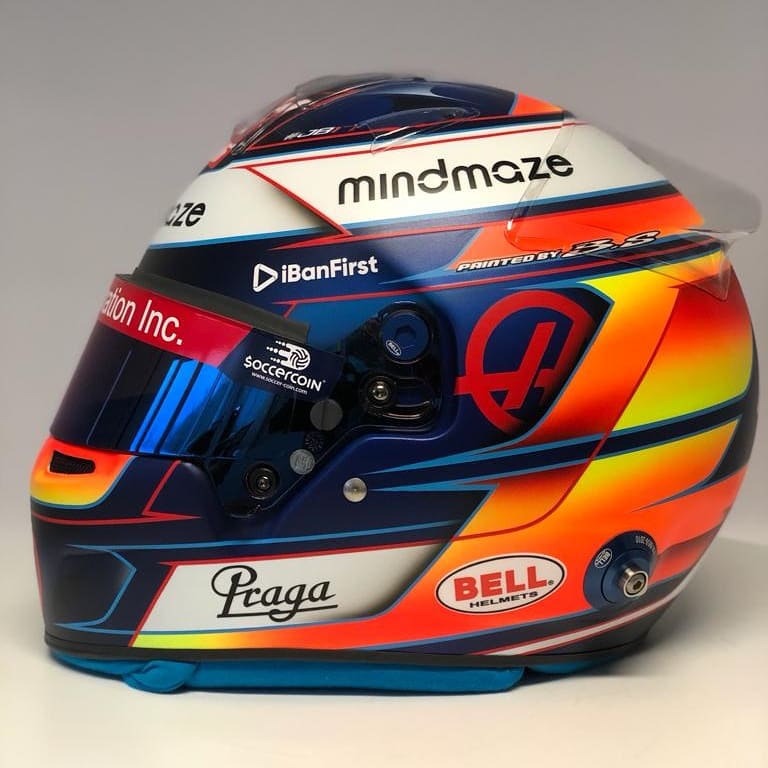 Casque F1 Romain Grosjean échelle 1/2 - Renault Lotus 2014 - Avec Vitrine