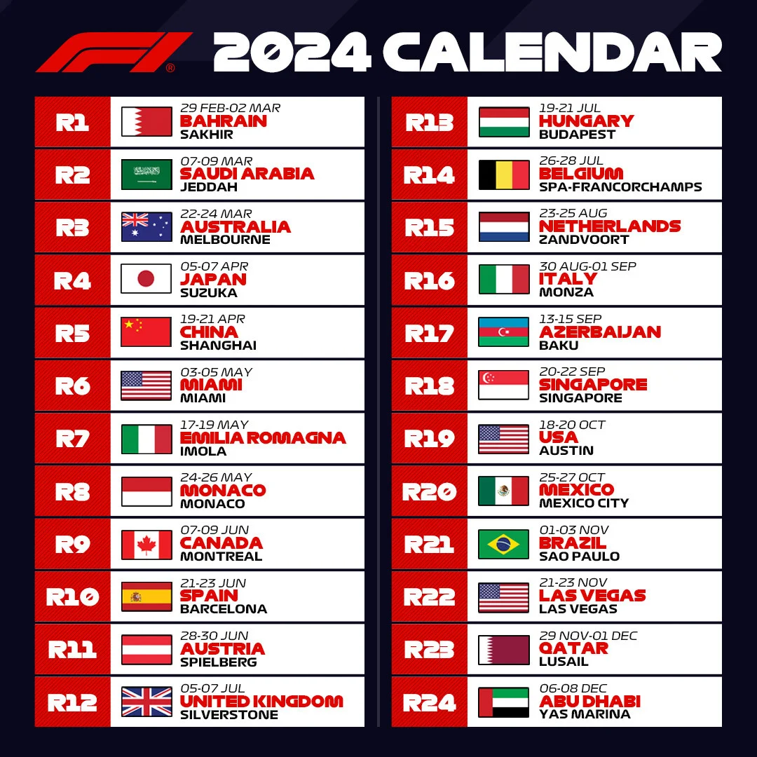 Calendrier F1 2024 - F1 : Les dernières actualités de la Formule 1 en direct