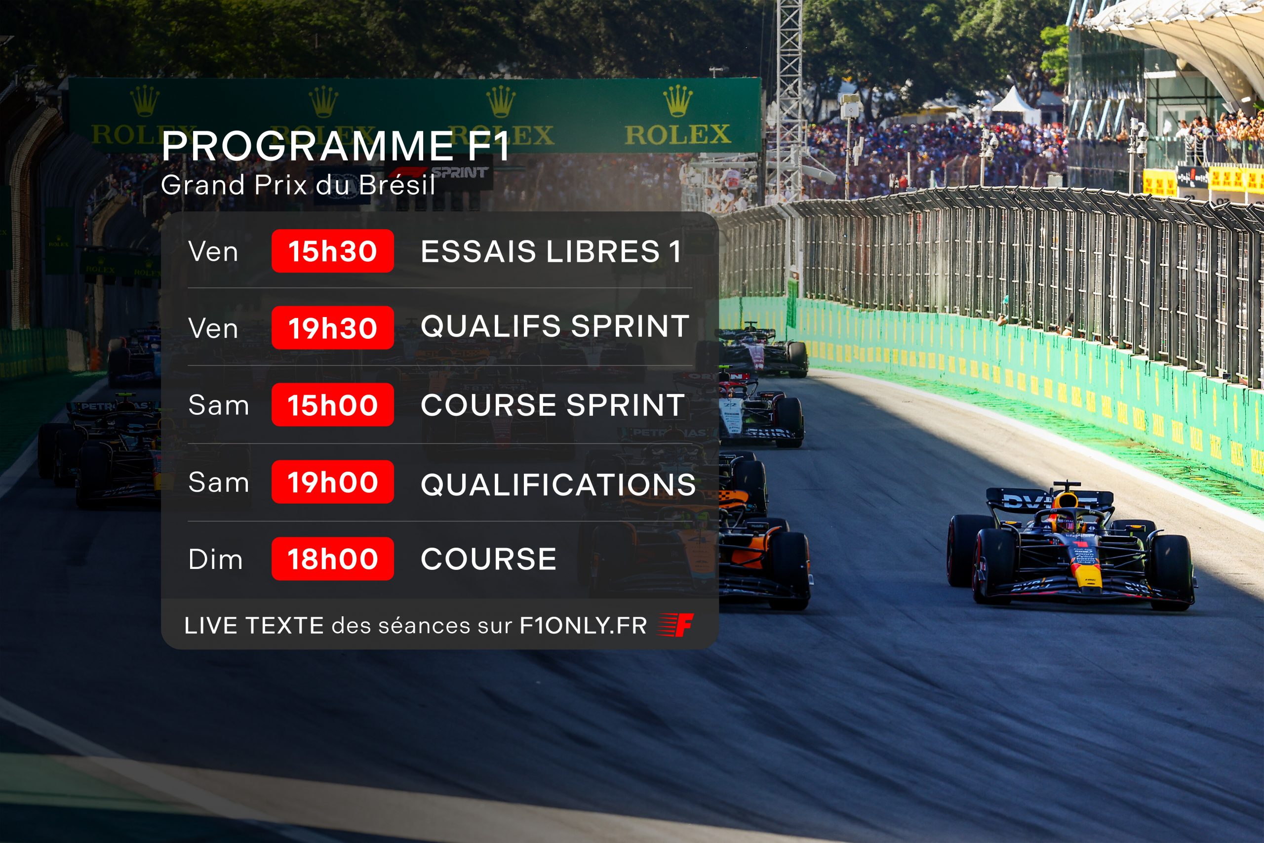 Le programme F1 du Grand Prix du Brésil 2024 - ©️ Red Bull Content Pool (photo) / F1only (montage)