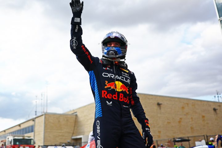 Max Verstappen (Red Bull) célèbre sa pole pour la course sprint à Austin - ©️ Red Bull Content Pool