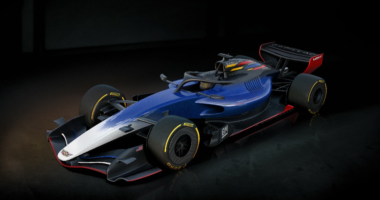 Un rendu du design GM du thème conceptuel de l’écurie Cadillac Formula 1 Team qui rend hommage à l'héritage américain de la marque - ©️ Cadillac