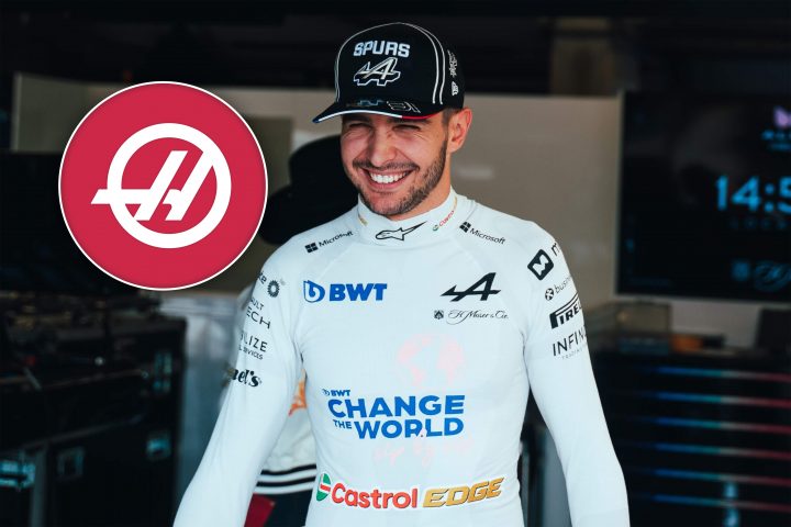 Esteban Ocon avec le logo Haas - ©️ Alpine (photo) / F1only (montage)