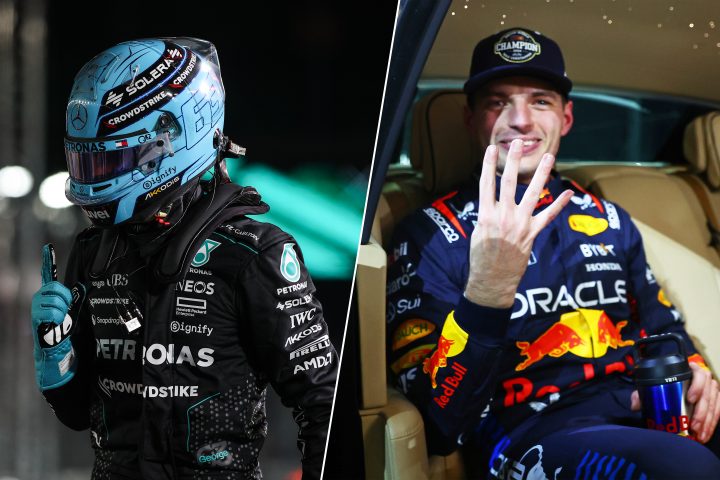 George Russell (Mercedes) / Max Verstappen (Red Bull) - ©️ Mercedes (photo gauche) / Red Bull Content Pool (photo droite) / F1only (montage)