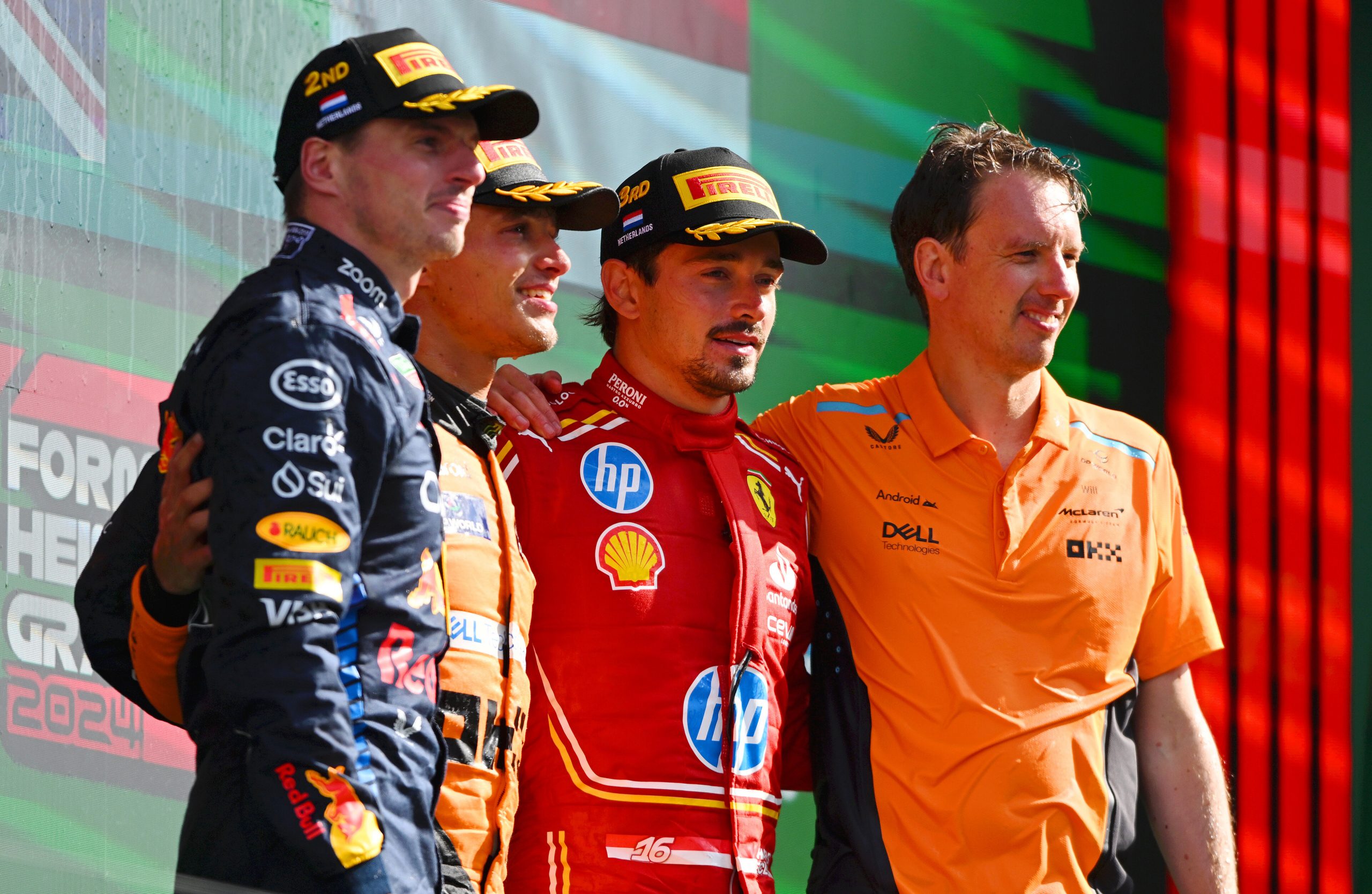 Max Verstappen (Red Bull), Lando Norris (McLaren) et Charles Leclerc (Ferrari) - ©️ Red Bull Content Pool